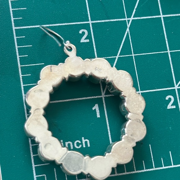 Turquoise hoop sterling silver southewestern earrings - Picture 3 of 4